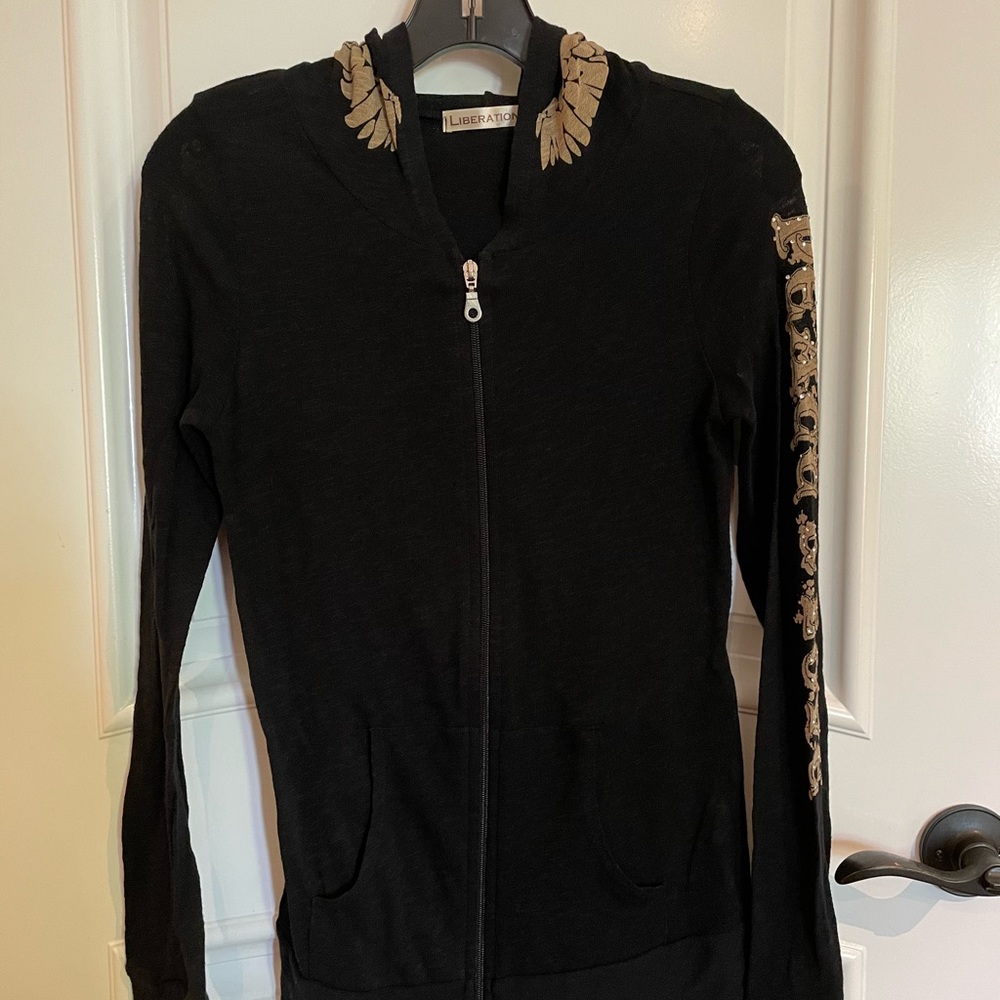 Liberation Black Peace & Love Zip Up Jacket (Medium)